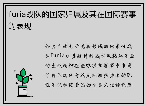 furia战队的国家归属及其在国际赛事的表现